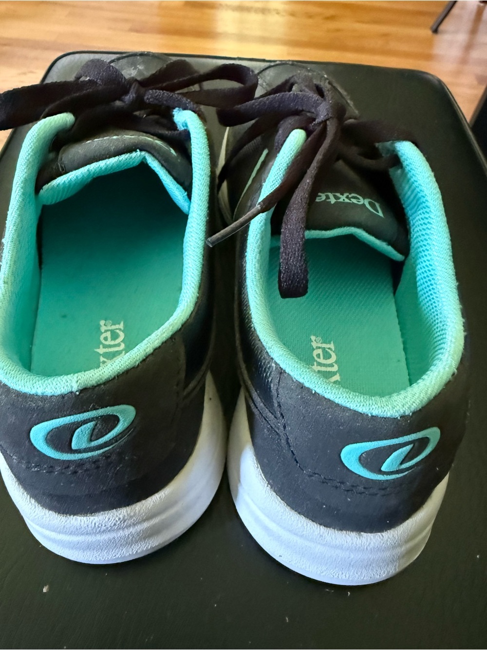 Dexter Women’s Black Bowling Sneakers with Teal Accents